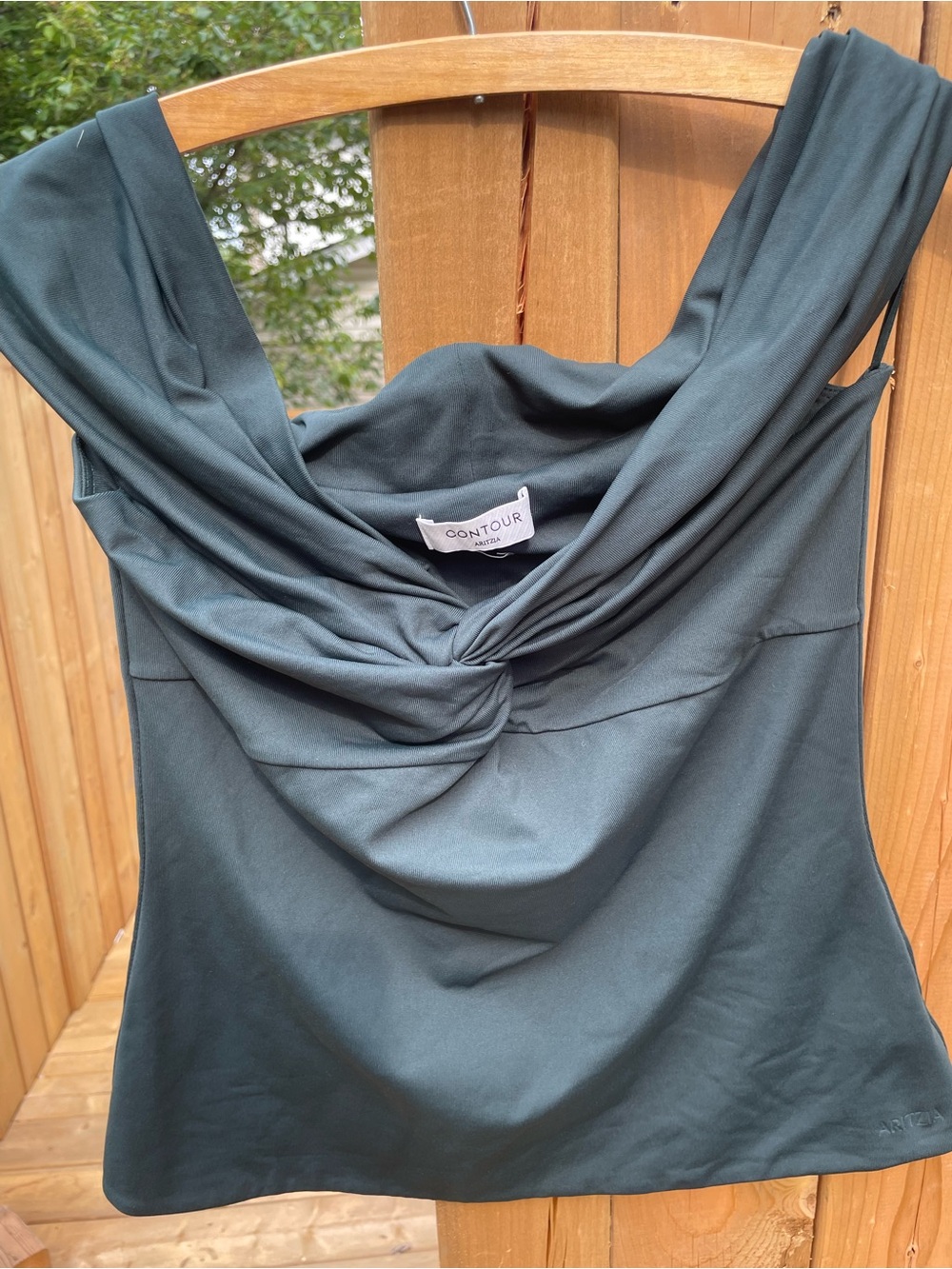 Aritzia Dark Teal Draped Twist Camisole